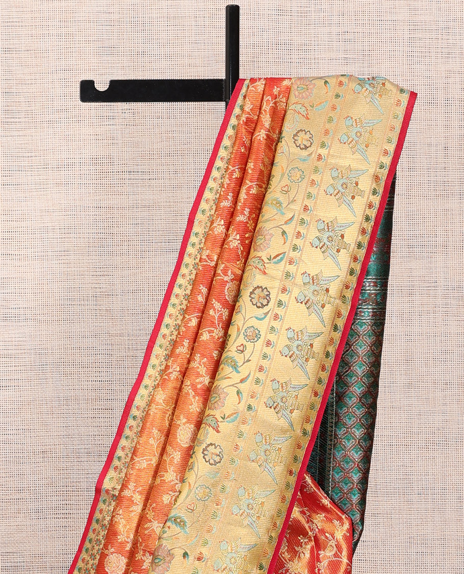 Orange Kanchipuram Tissue Silk Saree
