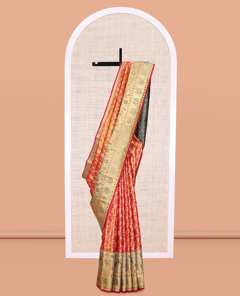 Orange Kanchipuram Tissue Silk Saree