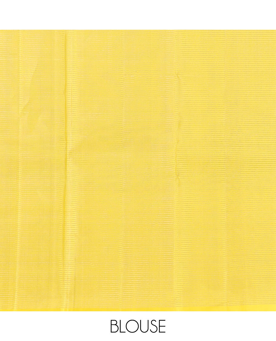 Multi-color micro-checked Kanchipuram silk saree, contrast border of animal motifs, and pallu of floral creeper designs