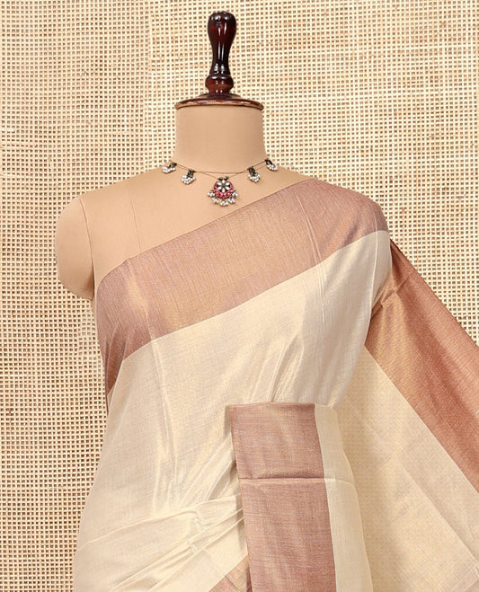 Gold Plain Kerala Cotton Saree