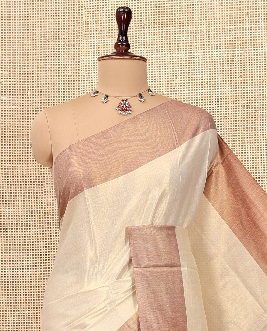 Gold Plain Kerala Cotton Saree