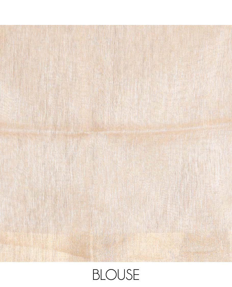 Sandal plain design linen cotton saree, zari border, and plain pallu