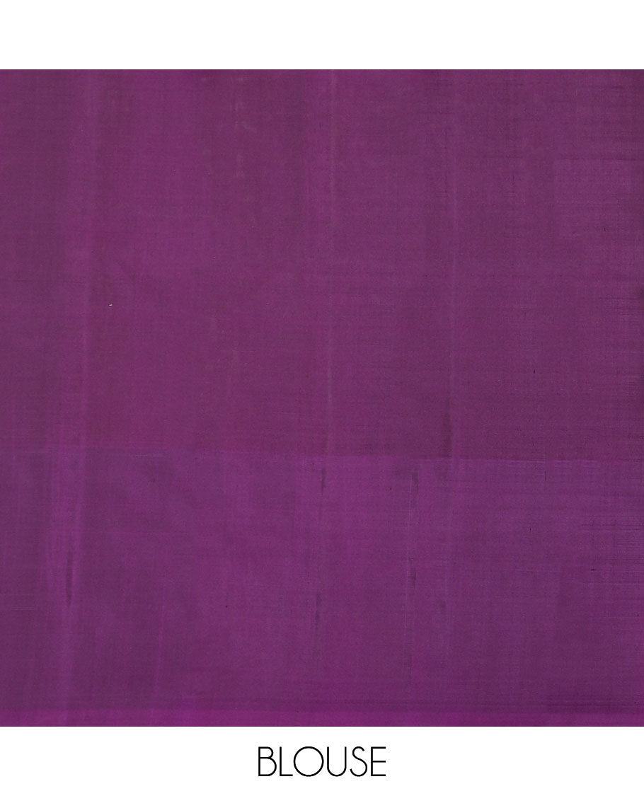 Sandal zari buttas soft silk saree, contrast leaf motif border & pallu of leaf designs