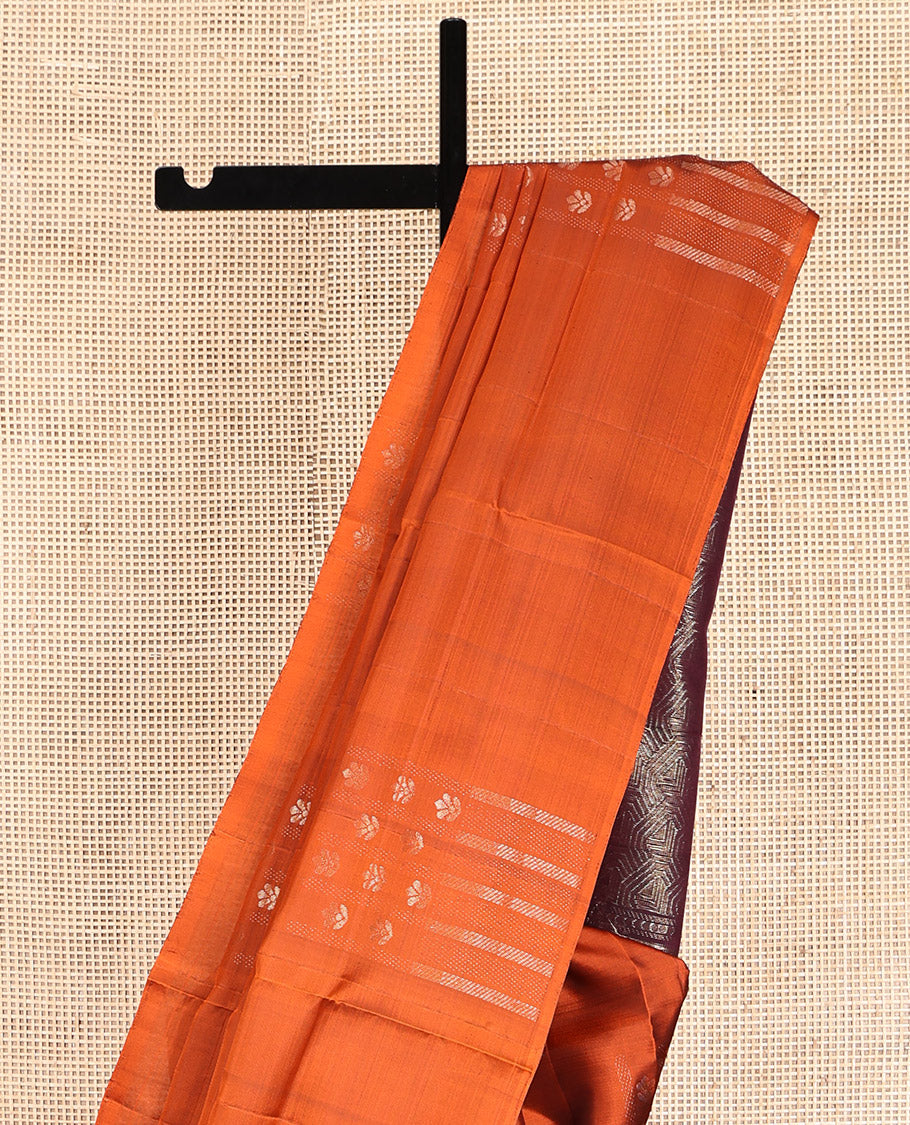 Borderless Orange Mayuri Lite Silk Mix Saree, Steeped with Subtle Zari Buttas, Complemented by Contrast Intricately Designed Pallu and a Contrast Blouse