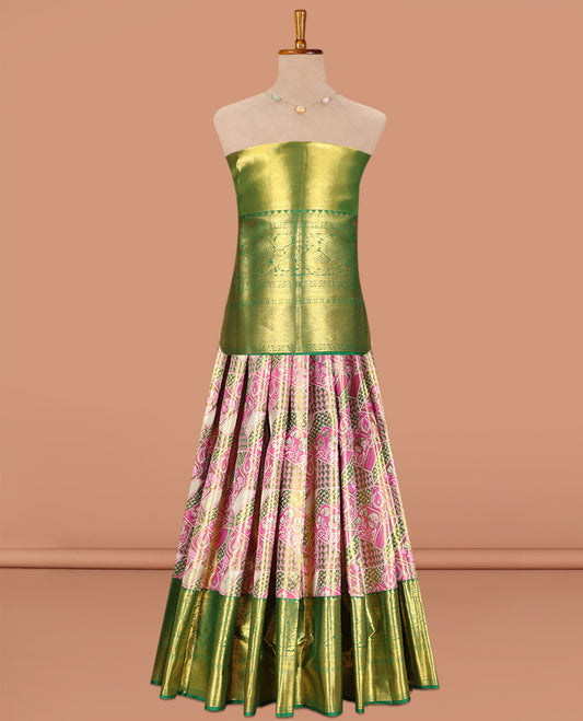 Multi-Color Pure Silk Navarathna Pavadai Material Set