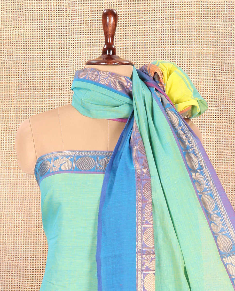 Firozi Green Mercerised Cotton Material Chudidar Set