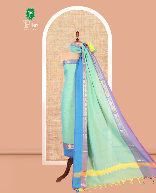 Firozi Green Mercerised Cotton Material Chudidar Set
