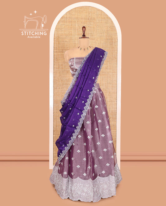 Dusky Lavender Velvet Organza Half-Saree