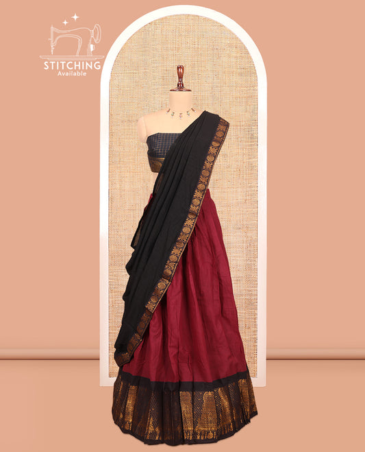 Maroon Sungudi Cotton Half-Saree