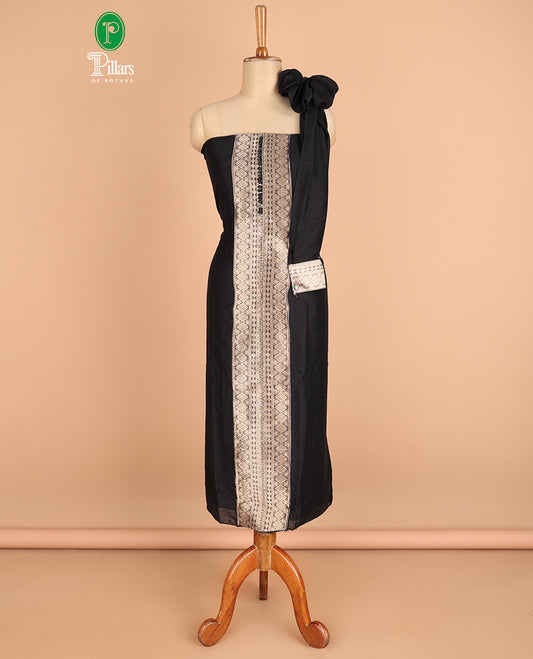 Black chudidhar material vichitra silk neck zari border with bum bum work , santoon material pants & double side border vichitra silk dupatta