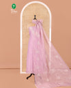 Light Purple Shimmer Georgette Material Chudidar Set, Finely Crafted with Floral Thread Embroidery on Its Top, a Plain Santoon Bottom, and Comes with a Floral Embroidered Shimmer Georgette Dupatta