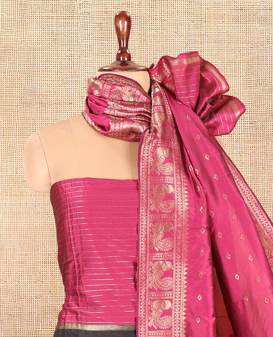 Black Semi-Silk Material Chudidar Set