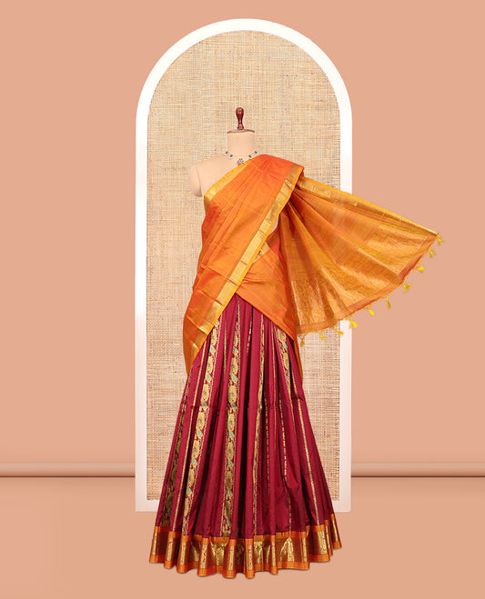 Maroon Pure-Silk Half-Saree