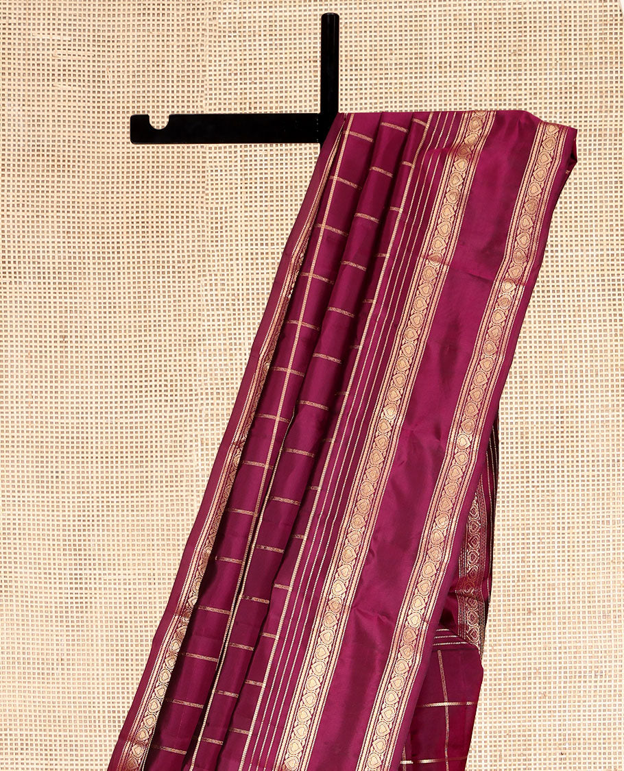 Wine Vasundhara Lite Silk Mix Saree, Elevated with Zari Checks, a Zari Rettai Pettu Border, Grand Jaal Pallu, and a Matching Blouse