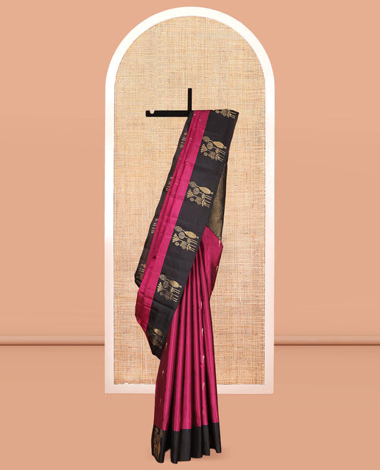 Light Purple Vasundhara Lite Silk Mix Saree, Graced with Muniya Buttas, a Contrast Unique Motif Zari Border, Jaal Pallu, and Contrast Blouse
