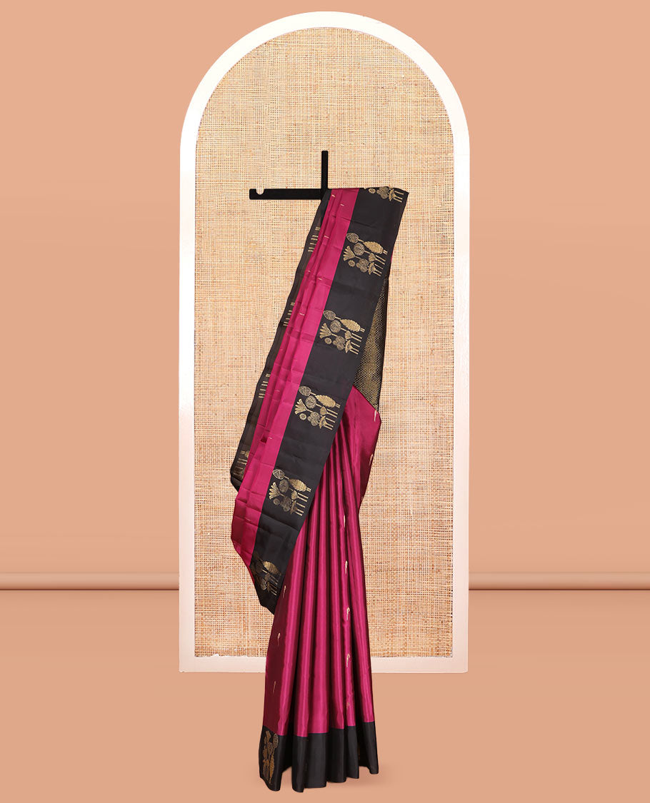 Light Purple Vasundhara Lite Silk Mix Saree, Graced with Muniya Buttas, a Contrast Unique Motif Zari Border, Jaal Pallu, and Contrast Blouse