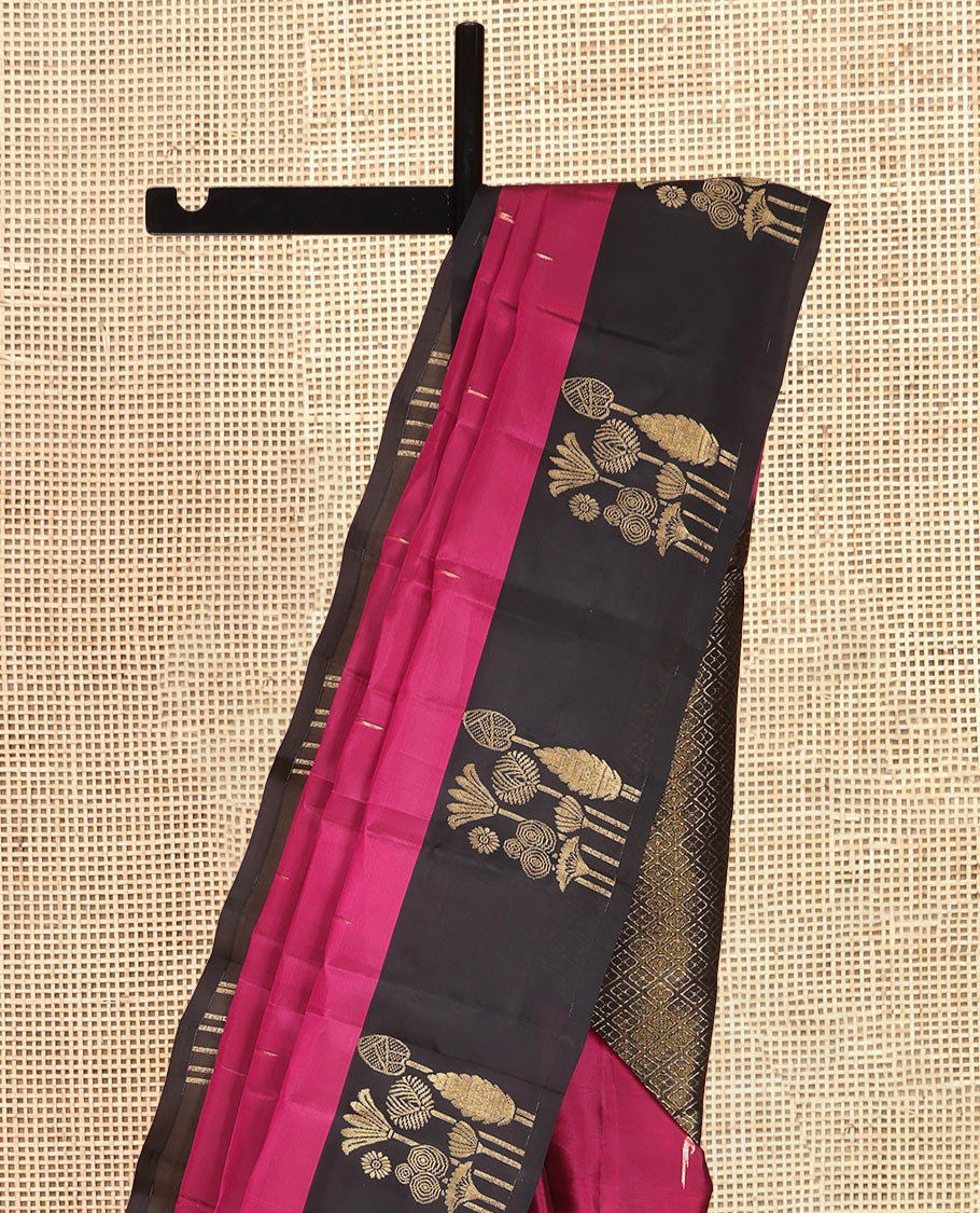 Light Purple Vasundhara Lite Silk Mix Saree, Graced with Muniya Buttas, a Contrast Unique Motif Zari Border, Jaal Pallu, and Contrast Blouse
