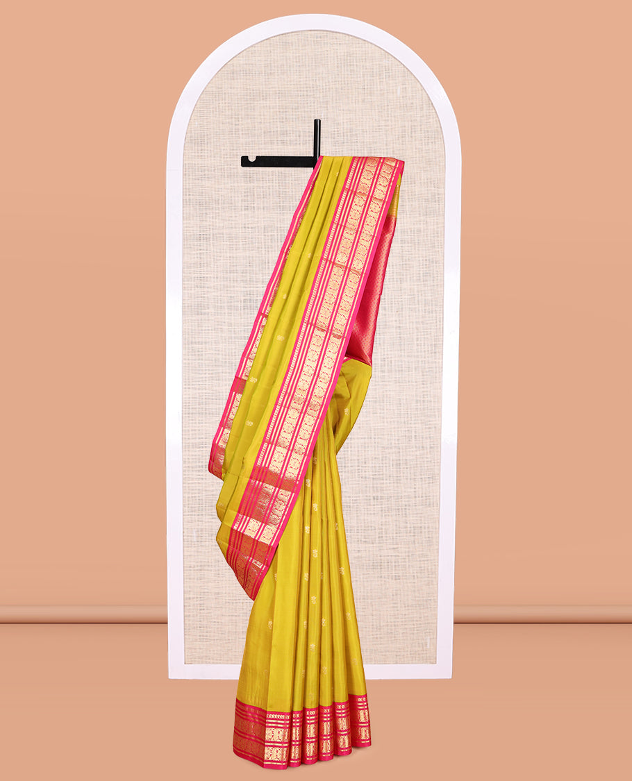 Green Zari Buttas Vasundhara Lite Silk Mix Saree, a Contrast Traditional Border, Jaal Pallu, Contrast Blouse