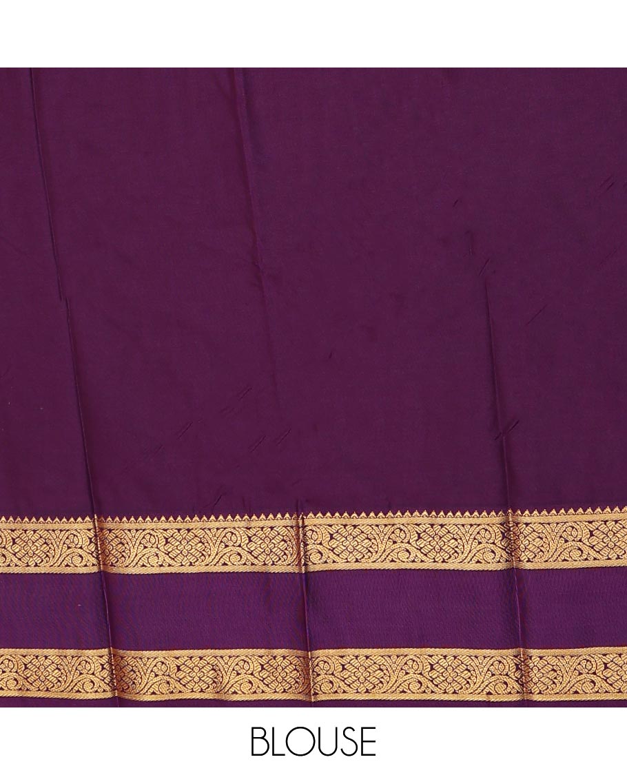 Mustard stripes and zari buttas gift saree, contrast traditional zari design rettai pettu border, and jaal pallu