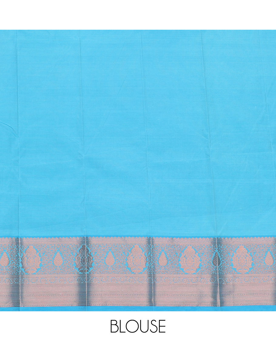 Green Budget Silk Saree Features Zari Buttas and Zari Stripes, a Hazyliy Zari Woven Contrasting Traditional Zari Border, a Zari-Decked-Up Pallu, and a Contrasting Zari-Bordered Blouse