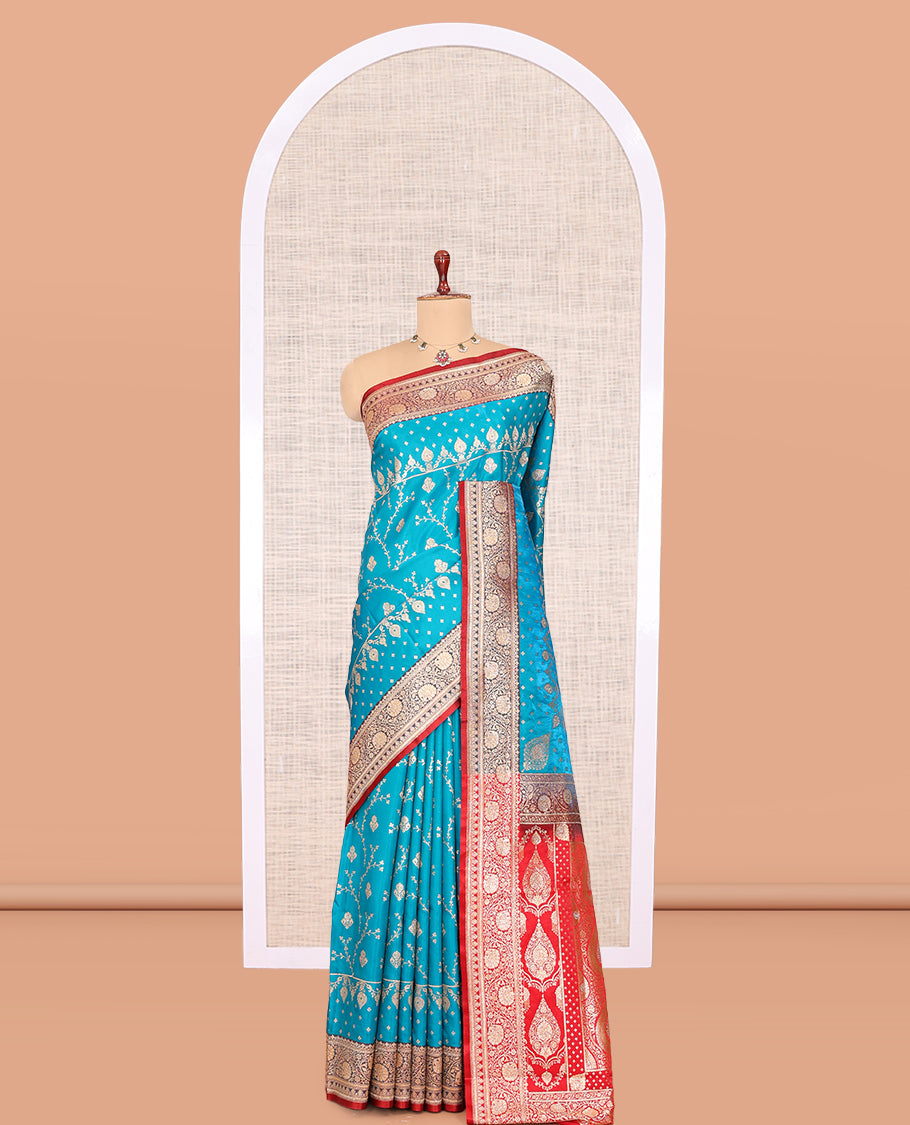 Blue Banaras Nylon Saree