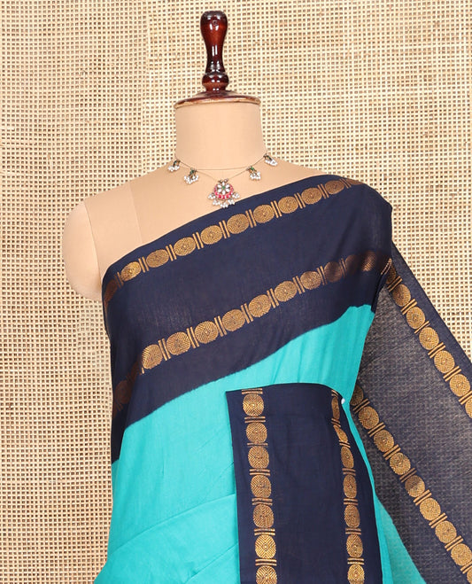 Blue Plain Sungudi Cotton Saree