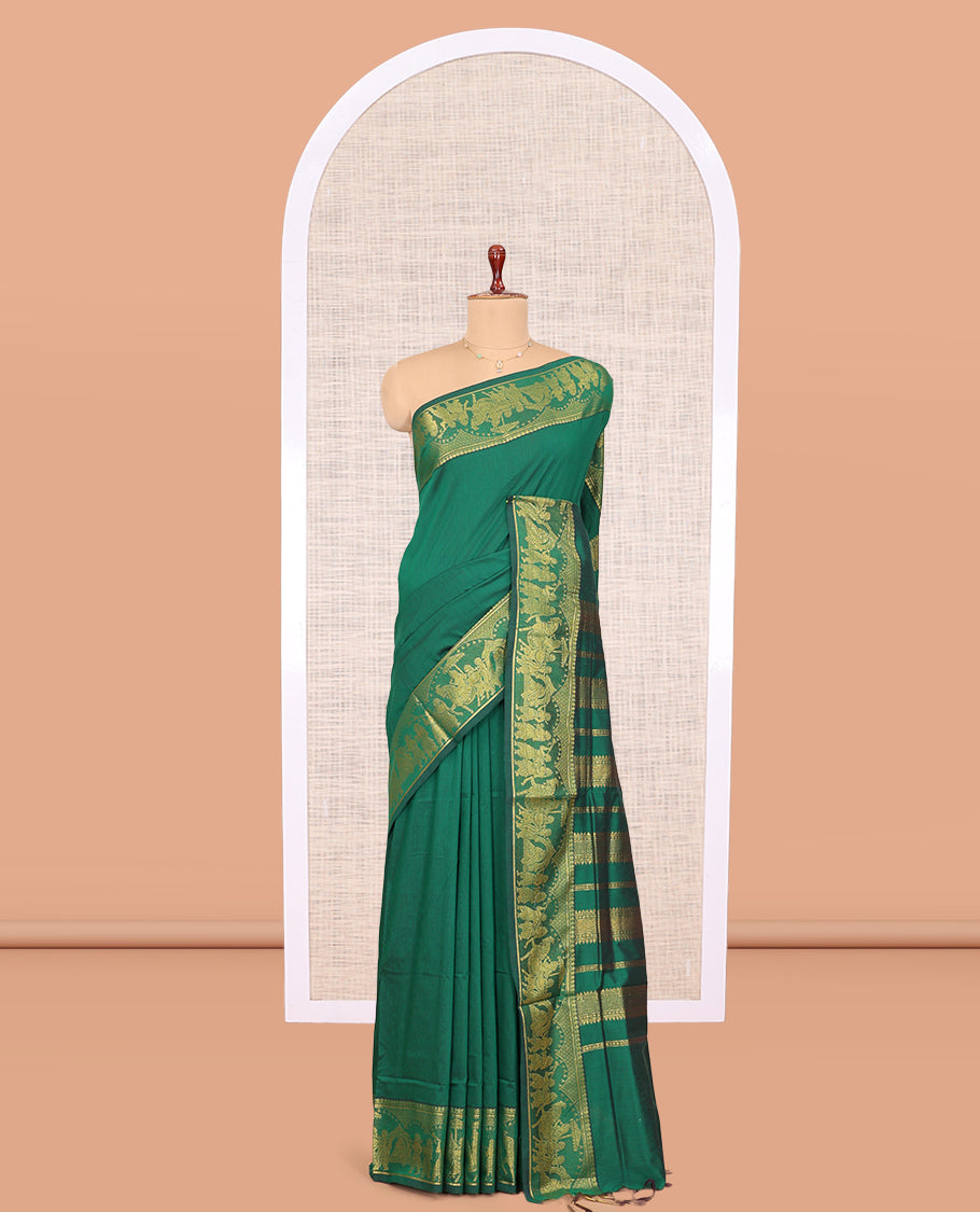 Green Plain Kalyani Cotton Saree