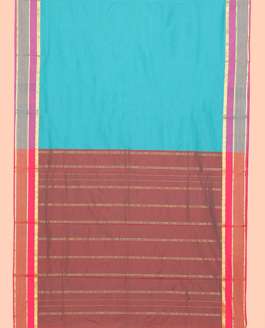 Blue Plain Ten-Yard Art Silk Saree