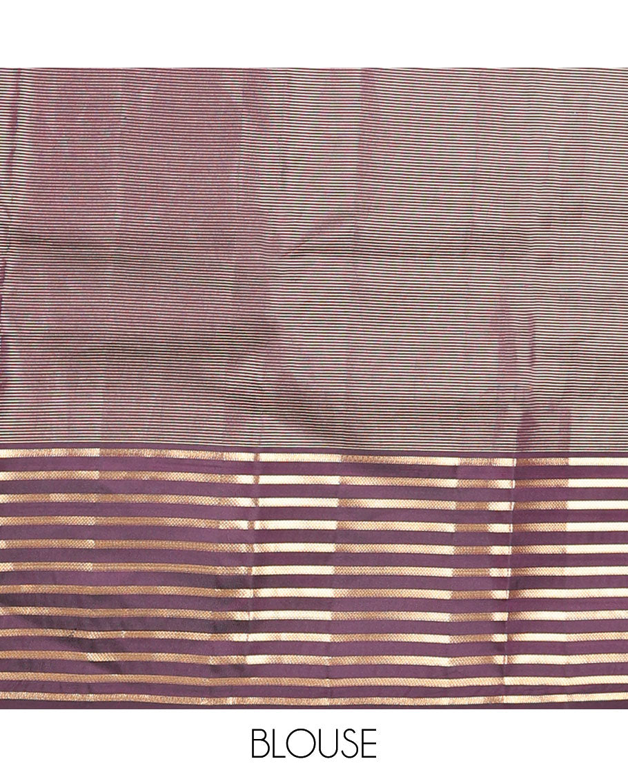 Grey striped & zari buttas vasundhara silk mix  saree, contrast zari striped border & pallu of jaal design