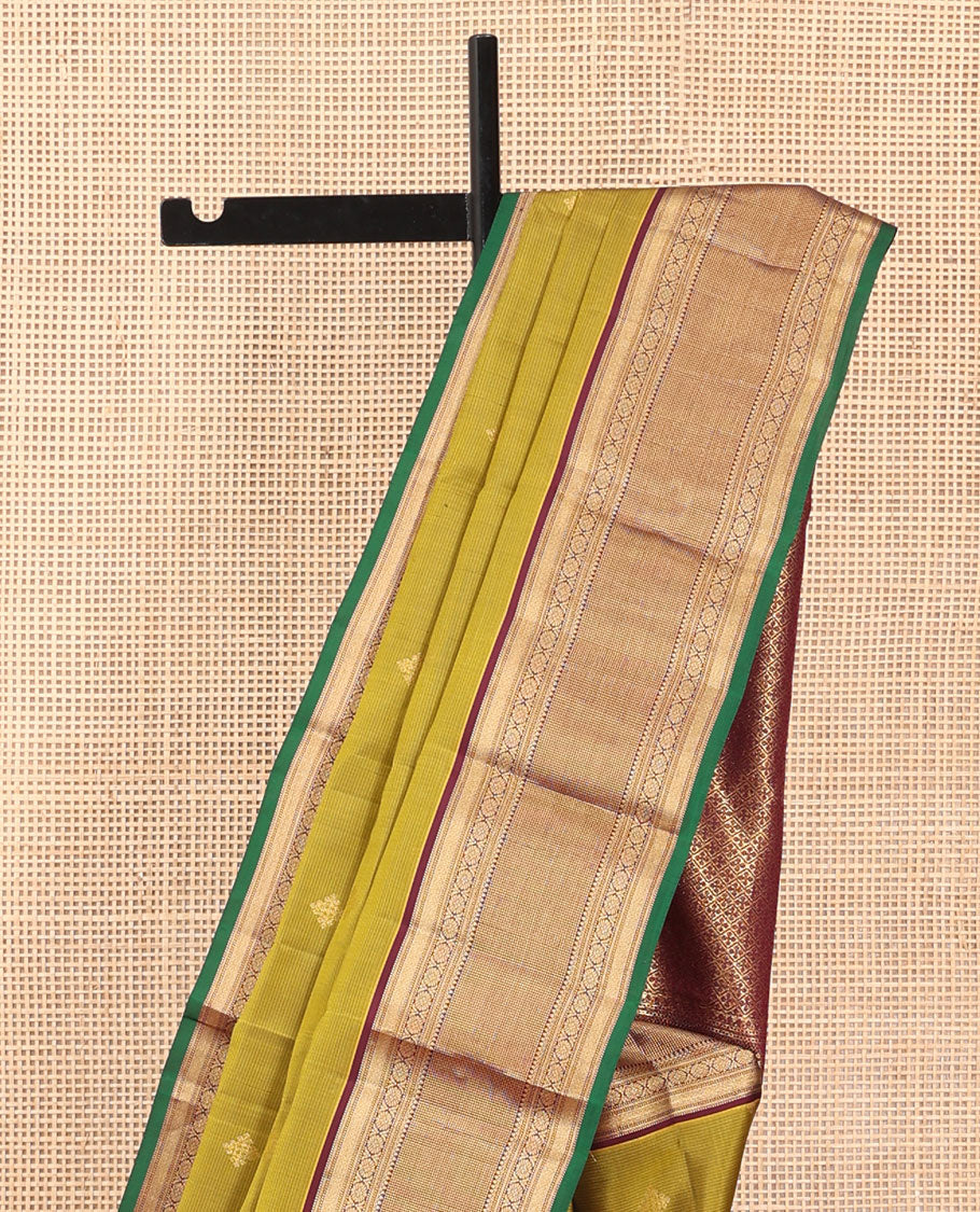 Green Zari Buttas Vasundhara Lite Silkmix Saree, Contrast Traditional Border, Jaal Pallu, Contrast Blouse