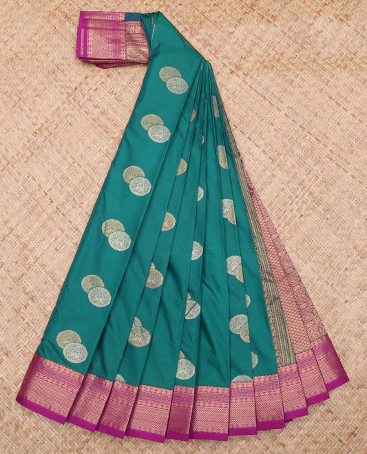 Green Decorated With Zari Butta Budget Silk Saree
