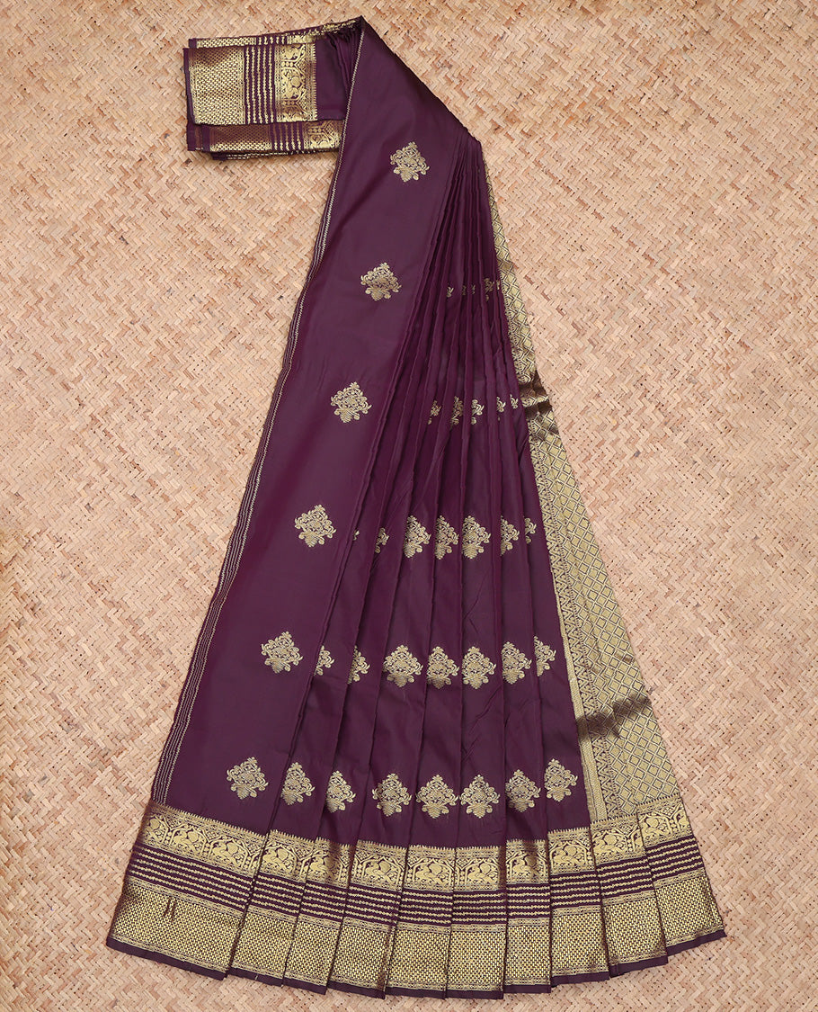 Brown Traditional Zari Design Budget Silk Saree