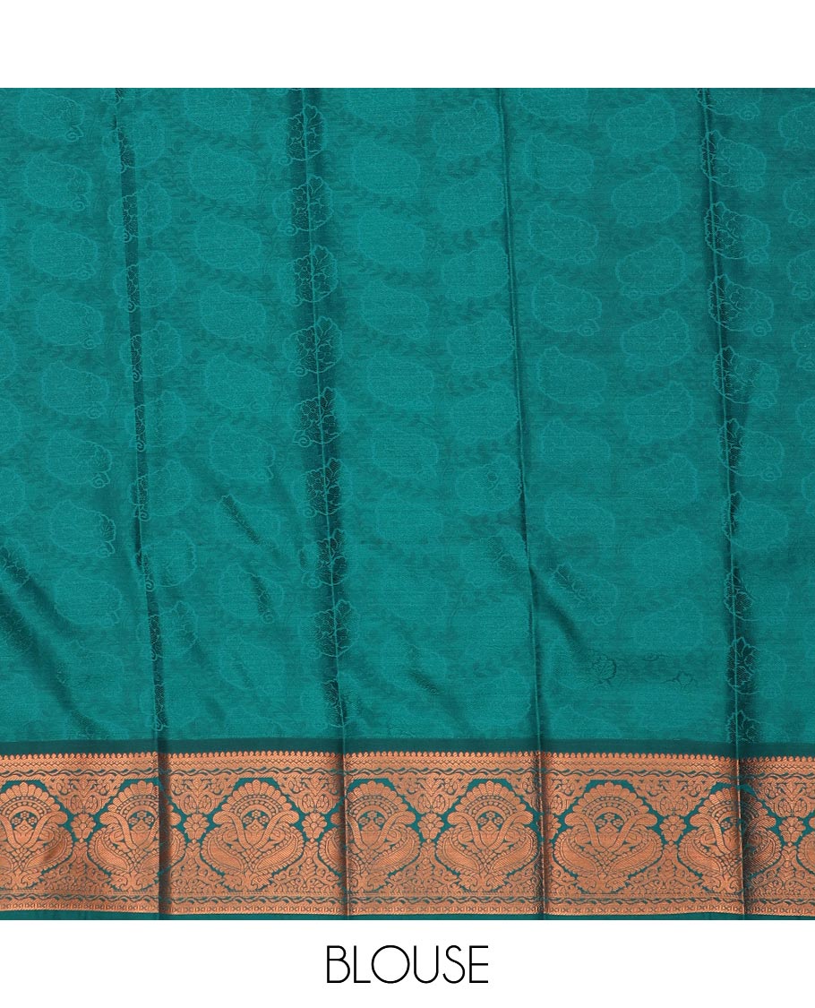 Purple leaf jacquard gift saree, contrast traditional zari design border, and intricate pallu