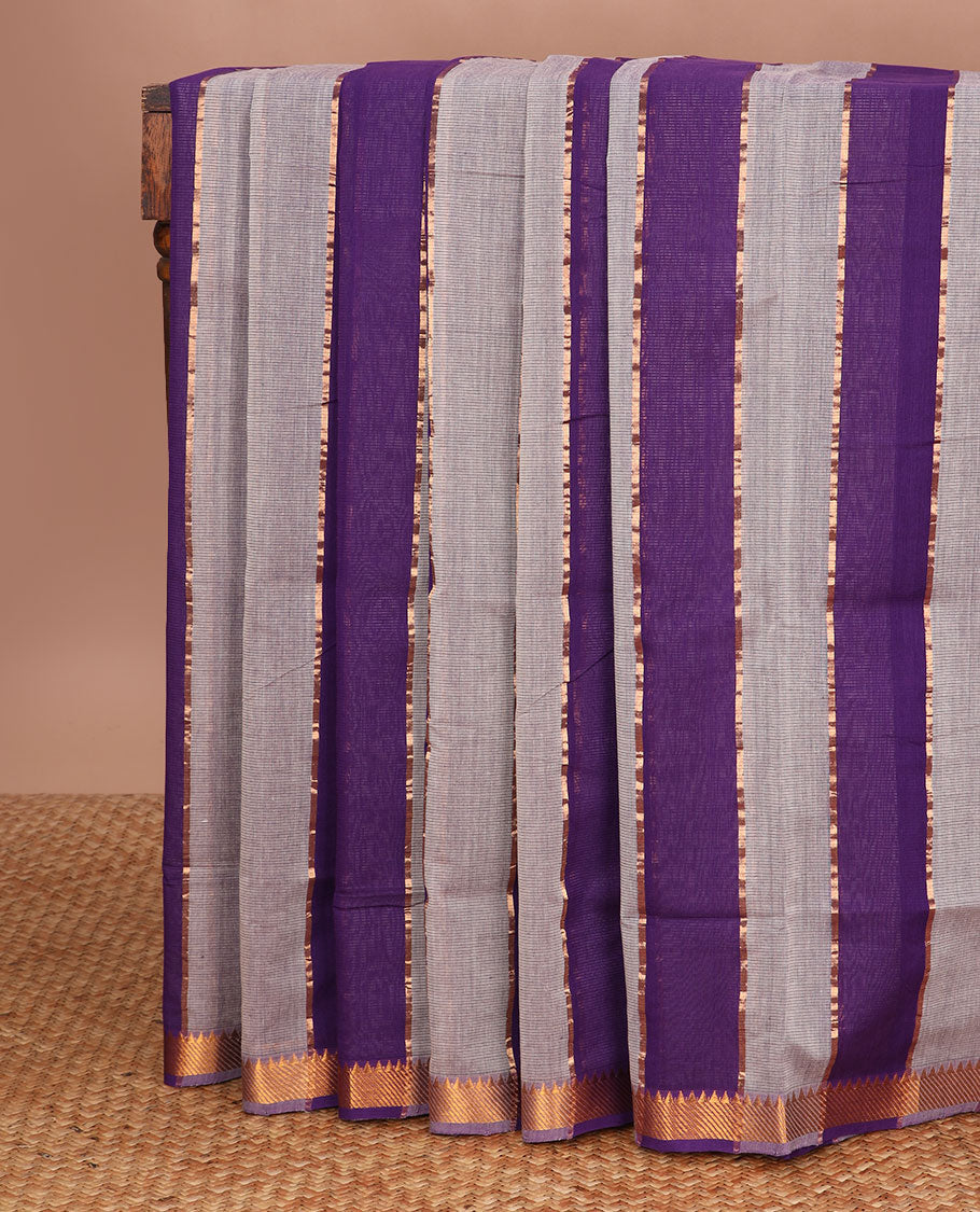 Multi-color striped venkatagiri cotton saree with self zari design border