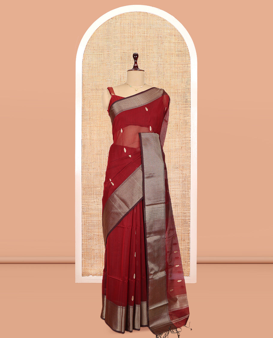 Light Maroon Maheshwari Cotton Saree
