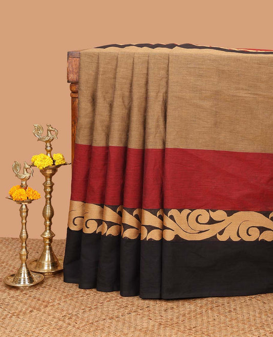 Multi -color chettinad cotton saree with contrast leaf designb order & cheer pallu along with running blouse