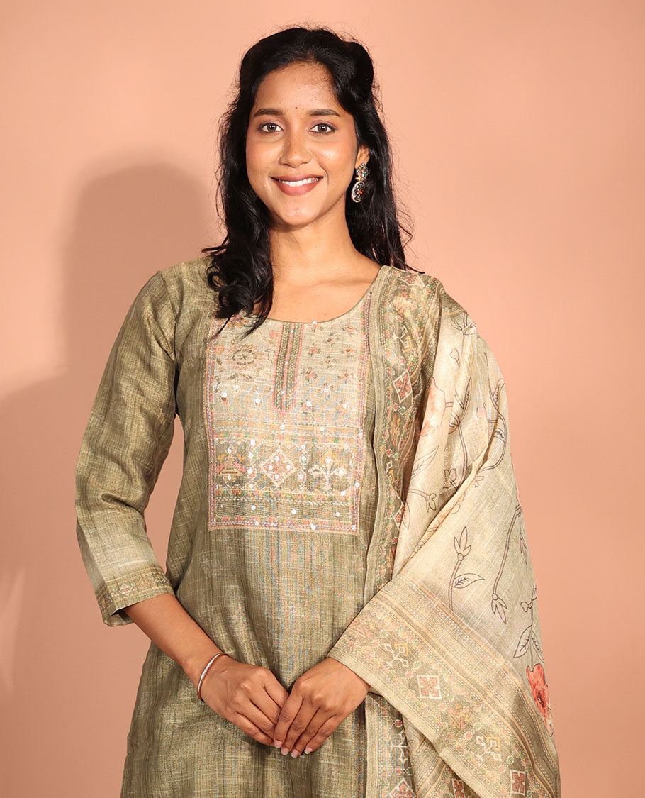 Green Tissue Readymade Suit