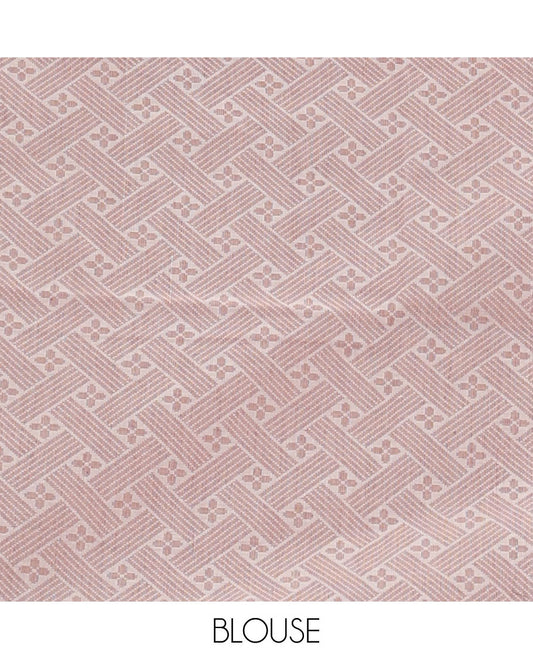 Borderless light cream  Horse buttas woven Coimbatore cotton saree, self-pallu of geometric patterns