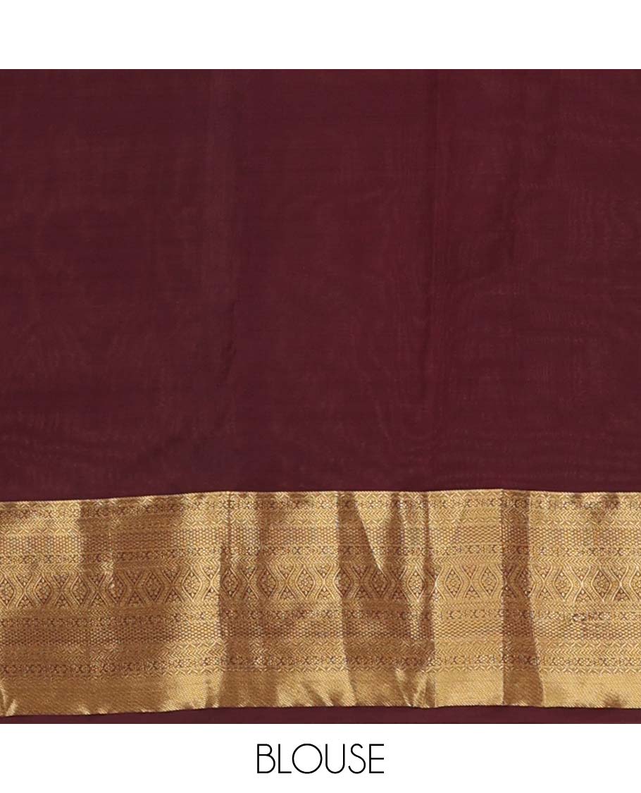 Orange zari buttas Vasundhara silk mix saree, contrast traditional zari design border, and jaal pallu