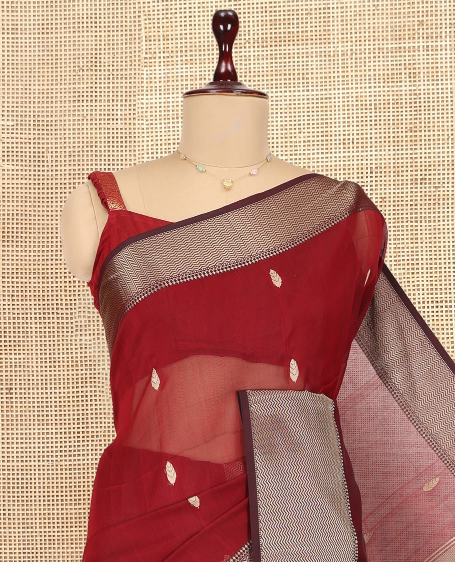 Light Maroon Maheshwari Cotton Saree
