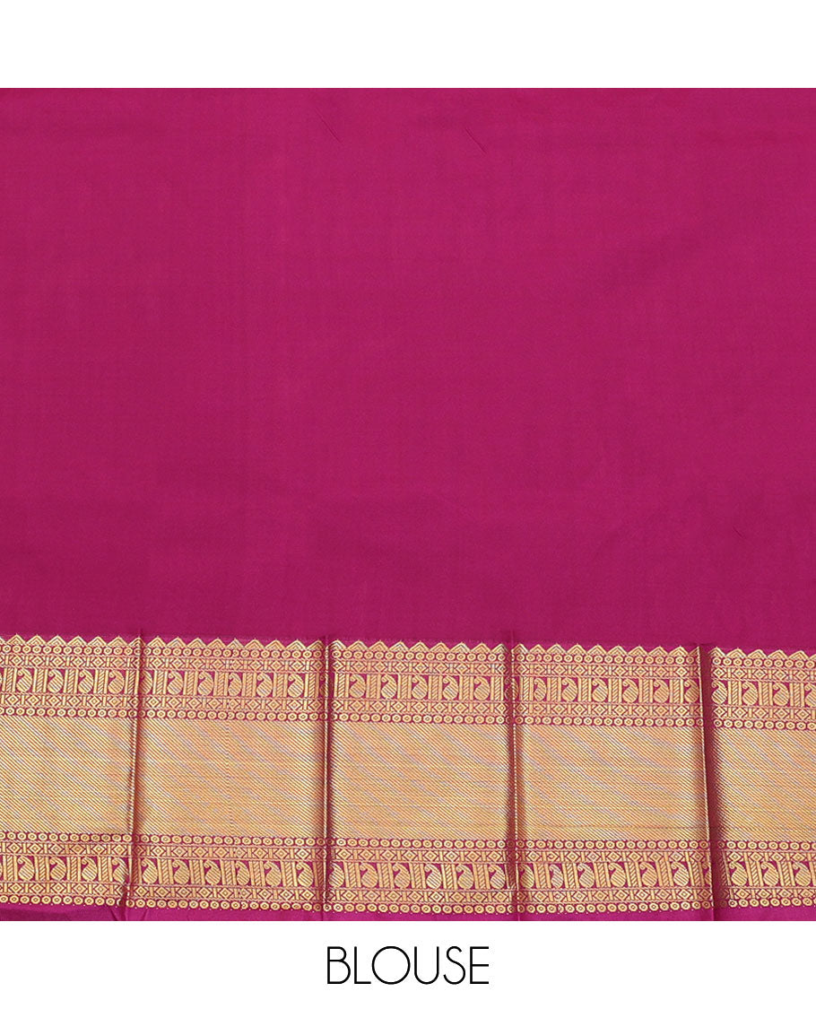 Green Budget Silk Saree, Crafted with Zari Designs All Over Its Body, Complemented by a Contrast Traditional Zari Design Border, Grand Pallu, and Paired with a Contrast Blouse