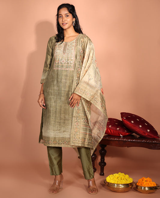 Green Tissue Readymade Suit