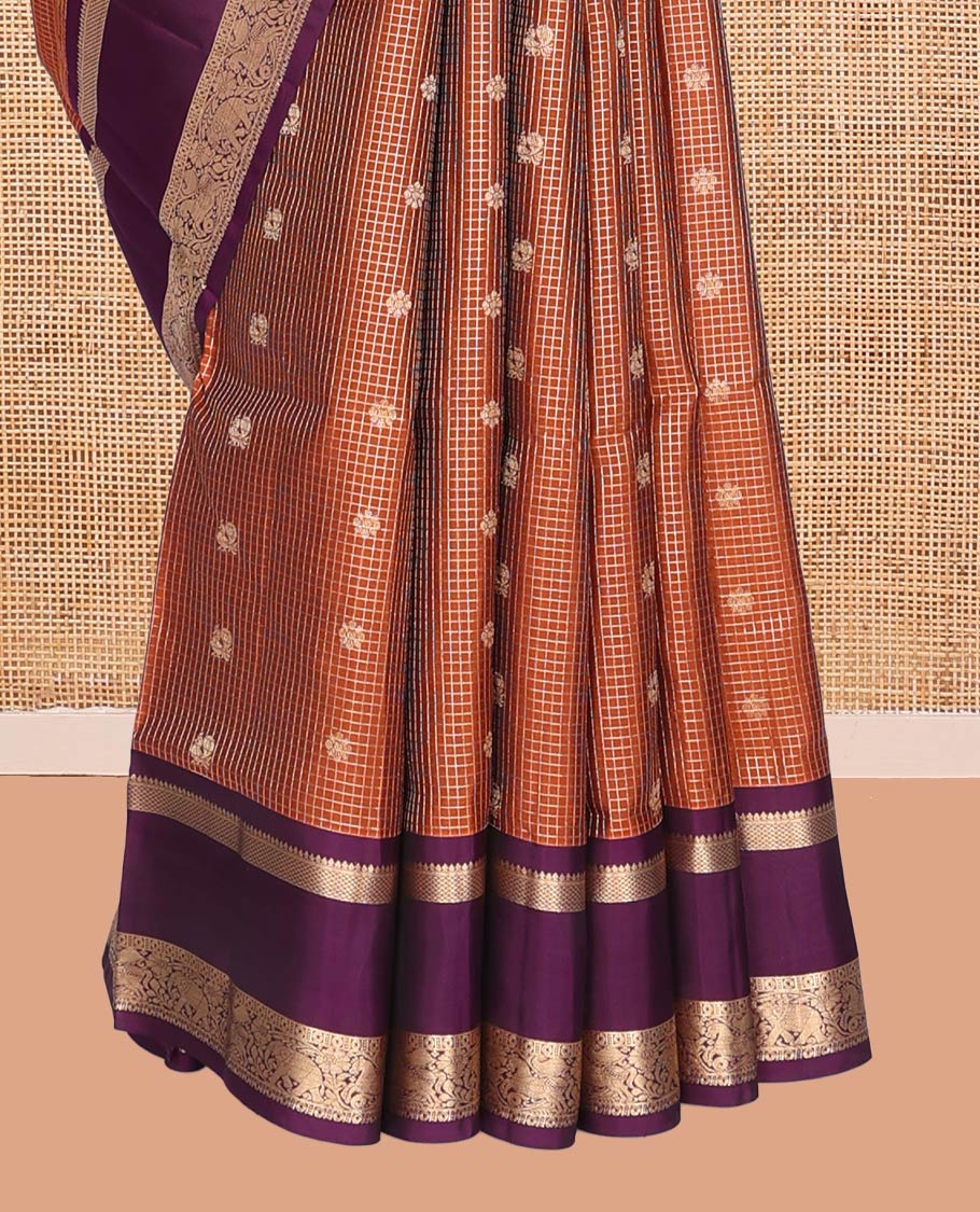 Orange Mayuri Lite Silk Mix Saree