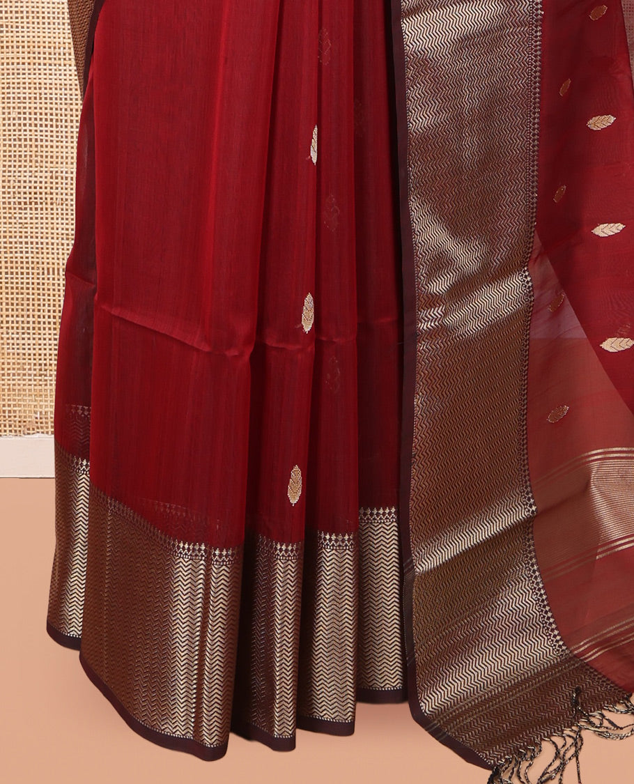 Light Maroon Maheshwari Cotton Saree