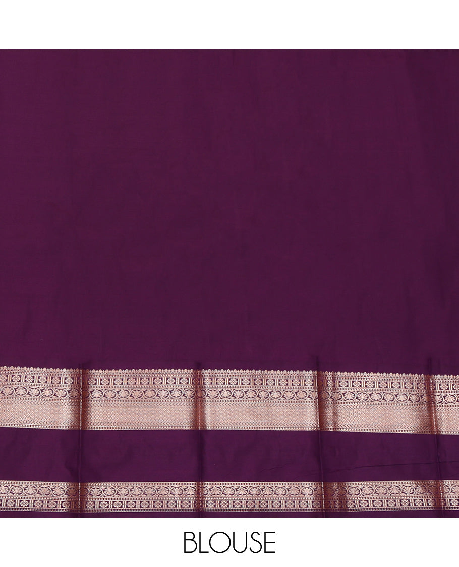 Pink Budget Silk Saree, Beautifully Bedecked with Zari Buttas, Complemented by a Contrast Traditional Zari Rettai Pettu Border, Grand Pallu, and a Contrast Blouse