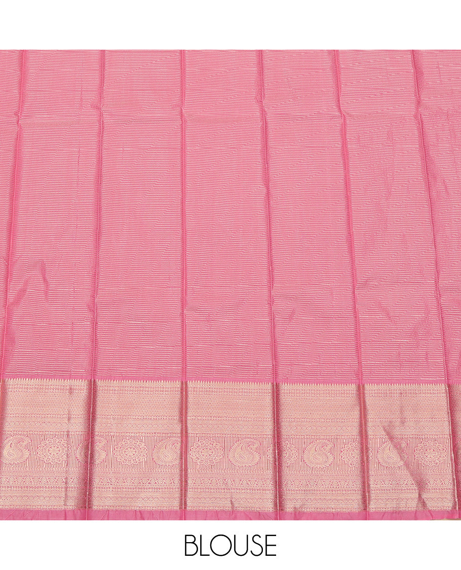 Blue Zari Butta and Stripes Budget Silk Saree