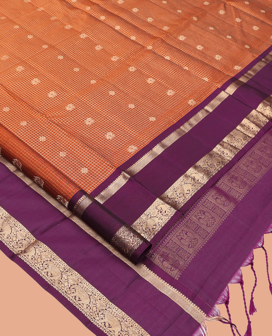 Orange Mayuri Lite Silk Mix Saree