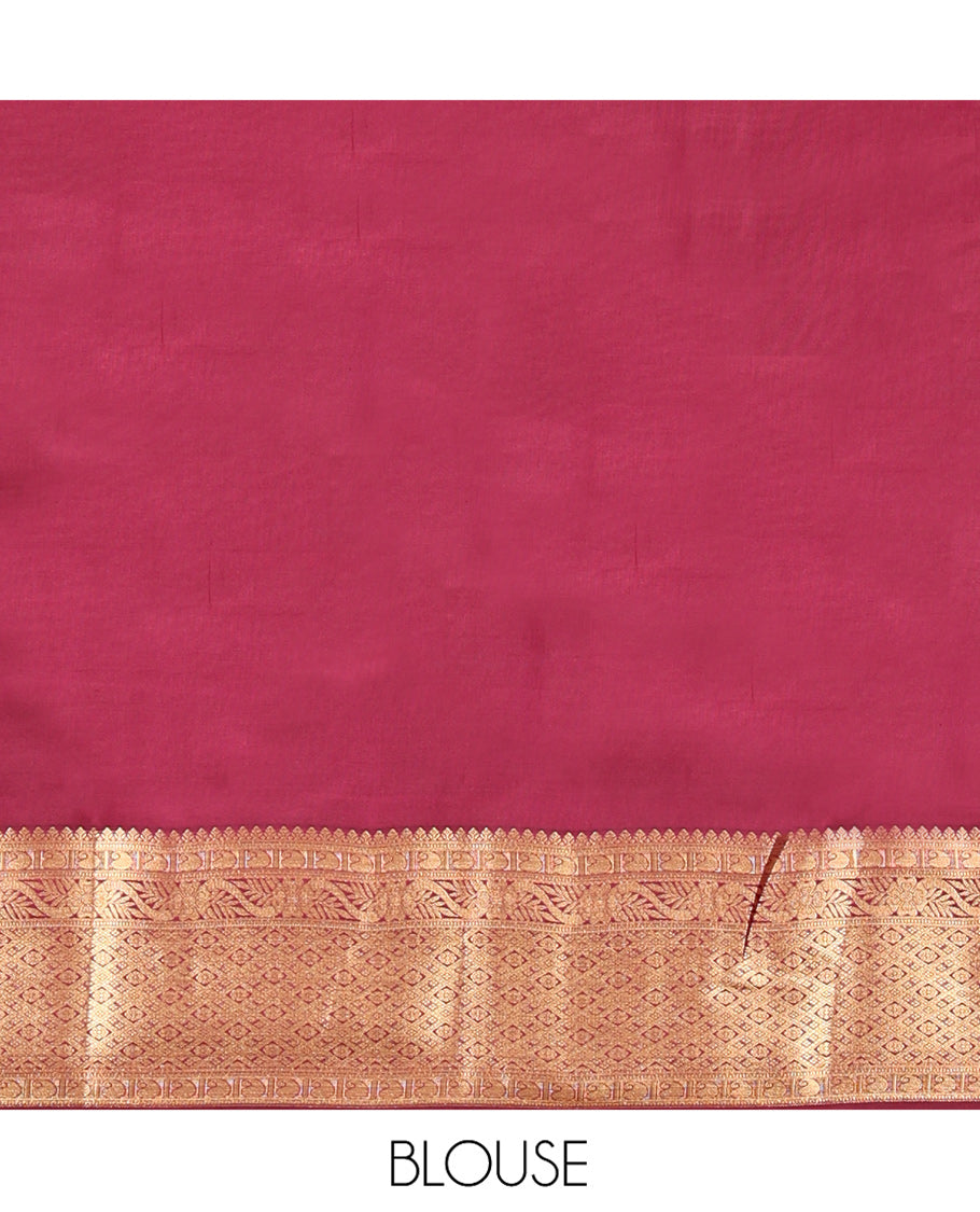 Orange Vasundhara Lite Silk Mix Saree, Accentuated With Zari Buttas All Over Its Body, Complemented by Contrast Traditional Zari Designs Woven Border of Manga, Floral, and Jaal Designs, Grand Jaal Pallu and Paired with a Contrast Blouse
