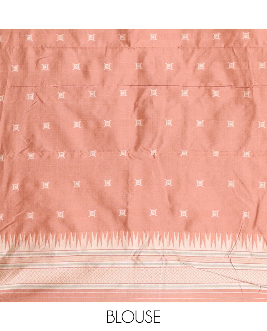 Grey Kanchi Silk Saree, Subtly Woven with Flower Buttas All Over Its Body, Complemented by a Contrast Temple Border, Pallu Mirrors the Same Floral Motifs, and Paired with a Contrast Blouse