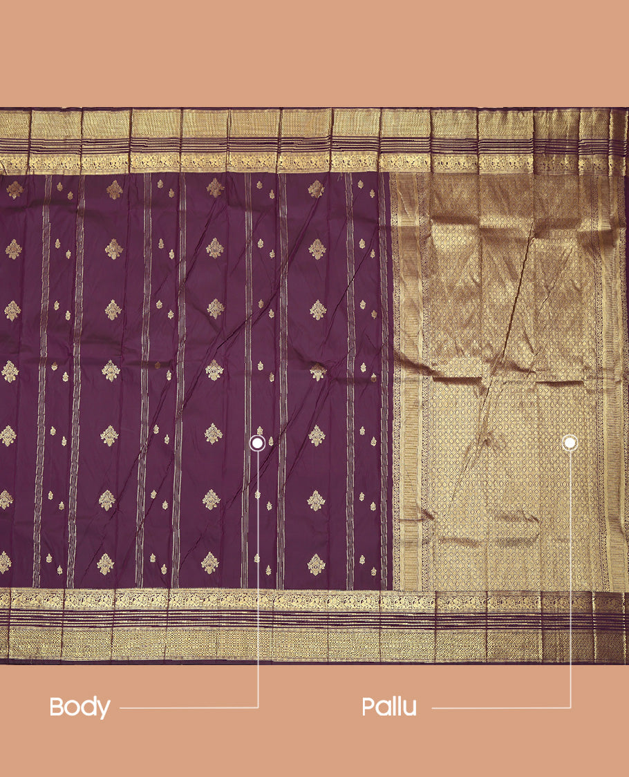 Brown Traditional Zari Design Budget Silk Saree